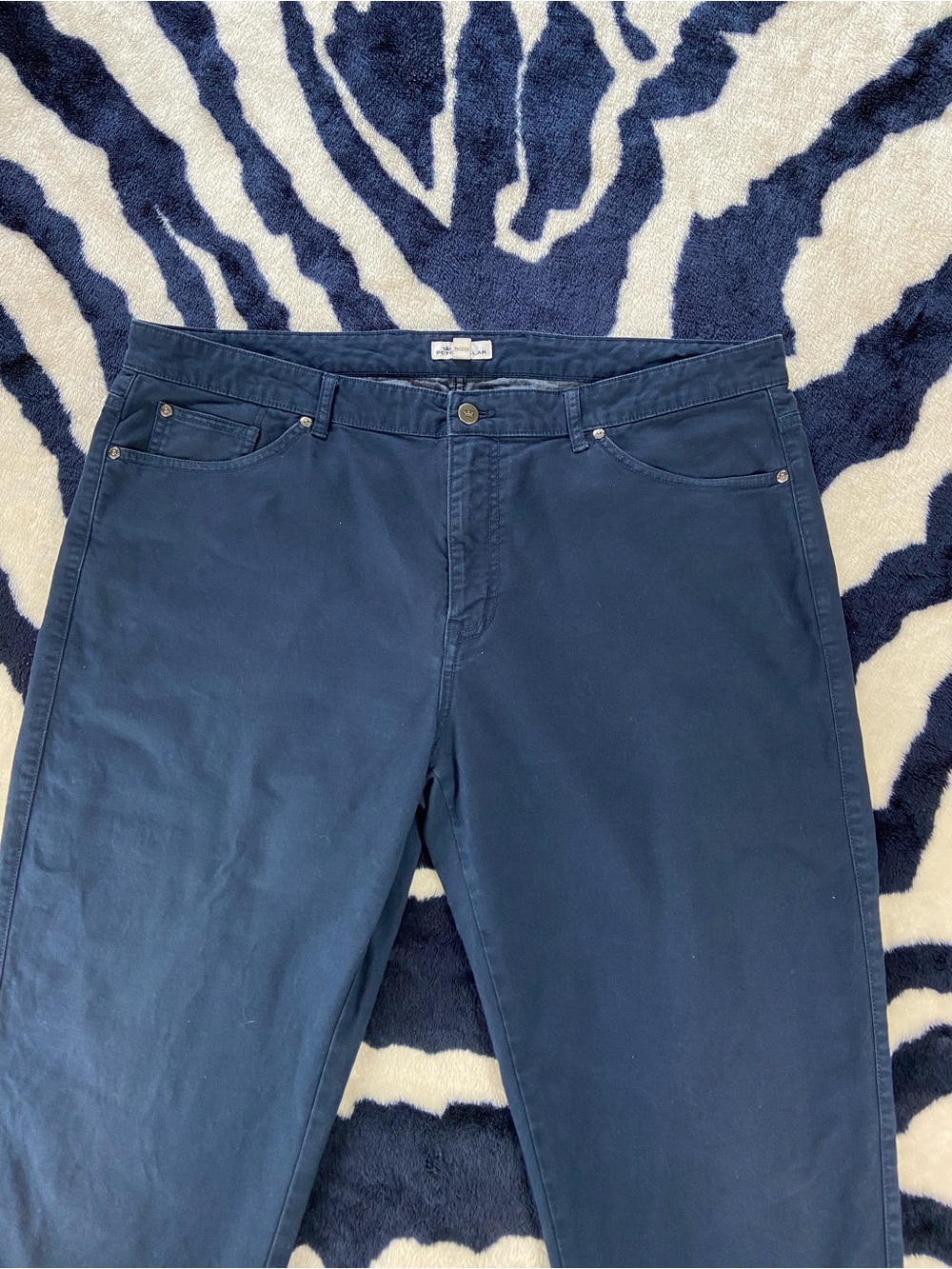 Peter Millar Dark Blue Cotton Blend Canvas Pants Size 40 Men’s Straight Leg - Picture 6 of 12